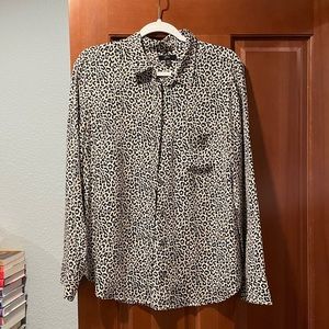 J. Crew Silk Animal Print Button Down